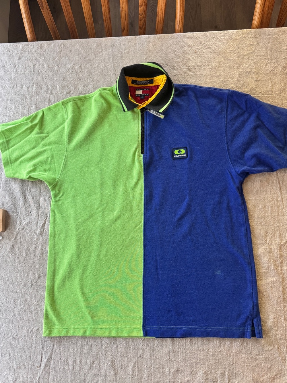 Vintage 90s Tommy Hilfiger Colour Block Quarter-Zip Polo, Size M * imperfection